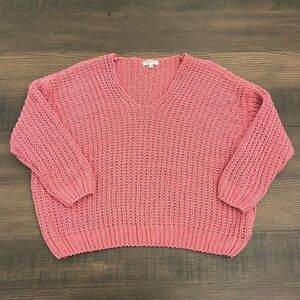 ANDREE by Unit S/M Mauve Chunky Knit V Neck Sweater